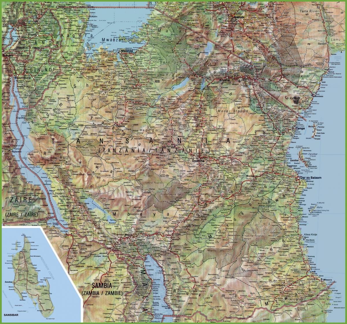 Mapa ng detalyadong tanzania