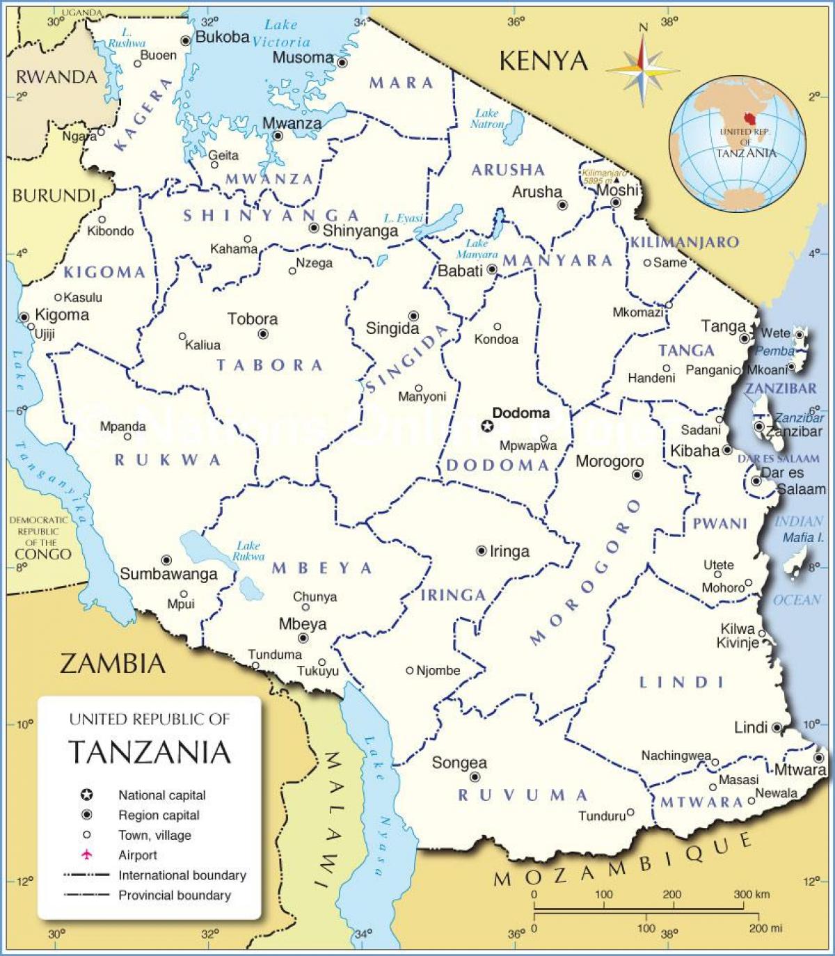 tanzania administrative mapa