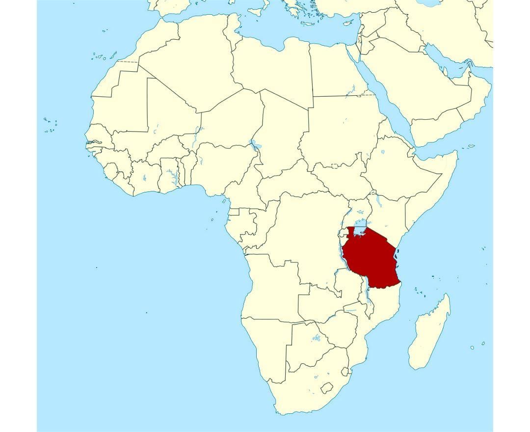Mapa ng mga lokasyon ng tanzania sa mundo