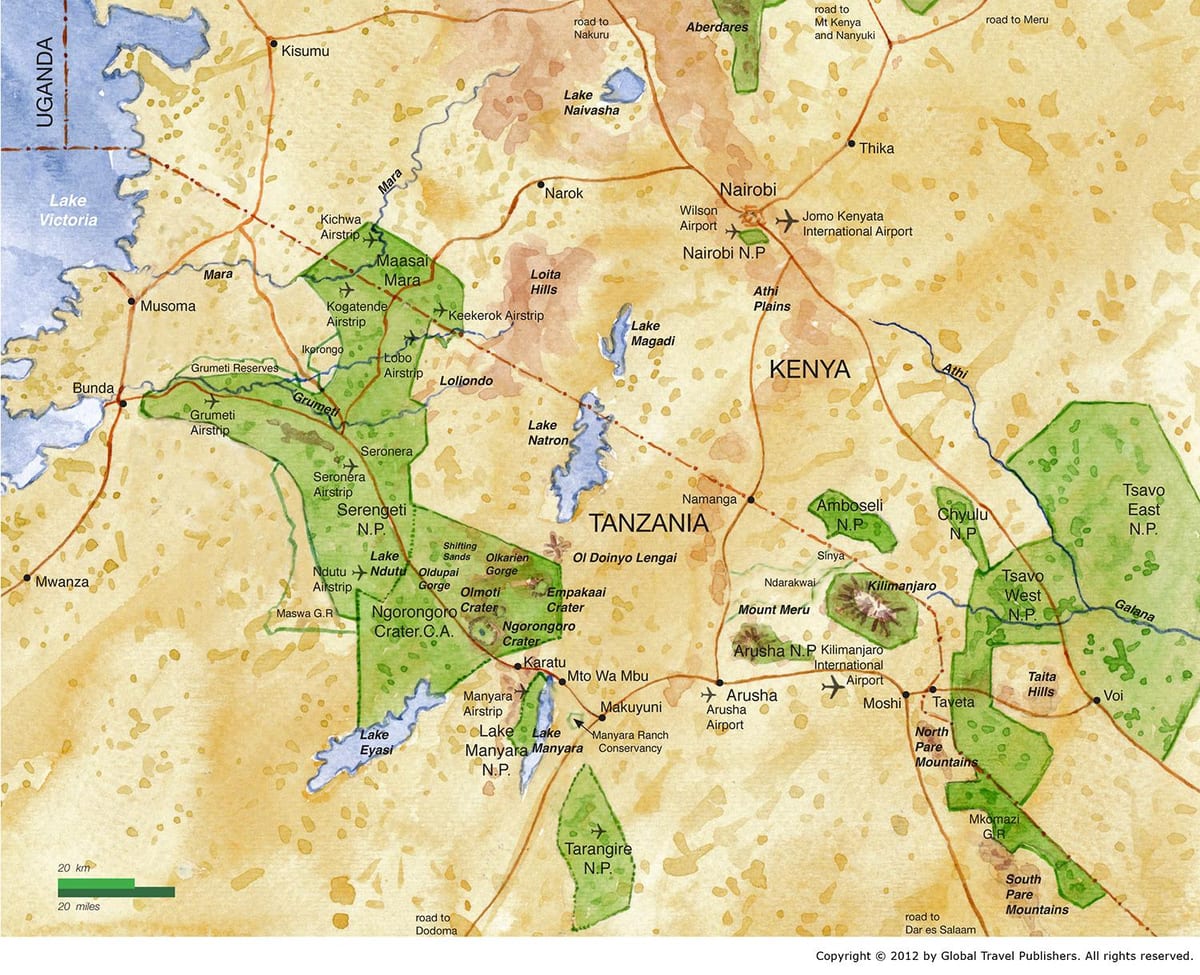 Mapa ng hilagang tanzania