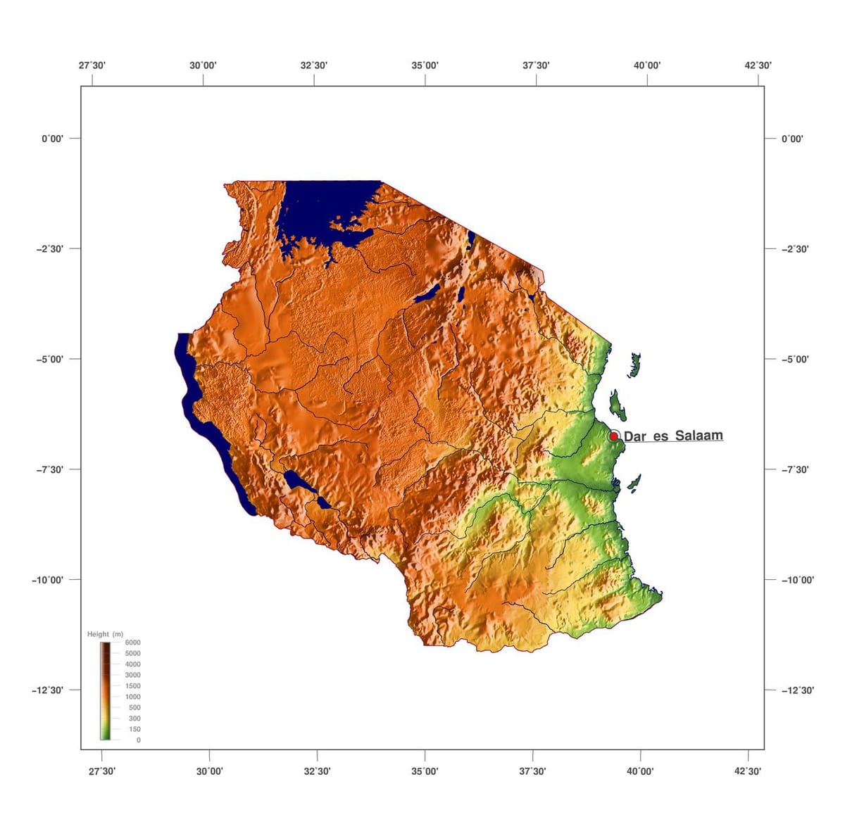 Mapa ng tanzania elevation