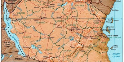 Mapa ng tanzania ng pagpapakita ng mga makasaysayang mga site