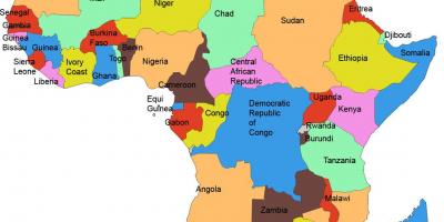Mapa ng africa pagpapakita ng tanzania