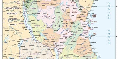 Mapa ng tanzania at mga nakapaligid na mga bansa