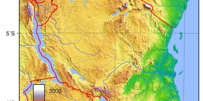 Tanzania topographic mapa