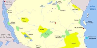 Mapa ng tanzania national parke at taglay ng laro